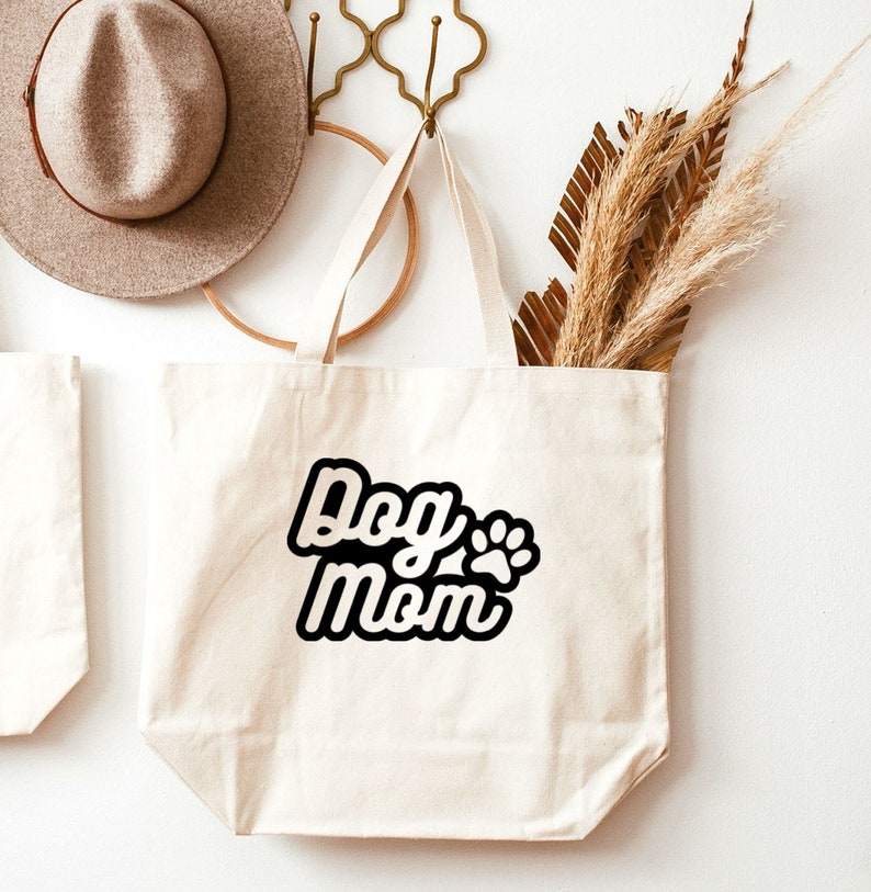 Dog Mom Tote Dog Tote Bag, Dog Mom Bag, Dog Toys Tote Bag, Dog Park Bag, Gift for Dog Mom, Paw Print Tote Bag, Dog Walker, Dog Mom Gift image 1