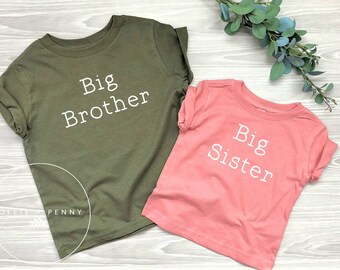 Big Bro Shirt ,Big Sister Shirt, big bro reveal, big sister reveal, big sister announcement, baby announcement,, Ollie and Penny