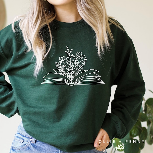 Wildflower Book Sweatshirt , Book Lover Sweatshirt, Floral Book Tee, Reading Sweatshirt, Graphic Sweatshirt, Book Readers Gift, Small book
