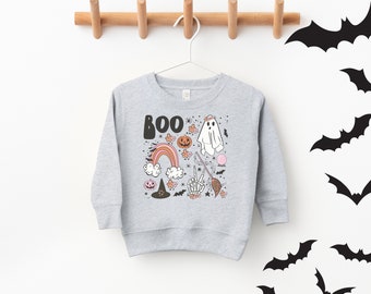 CLEARANCE | Halloween Boo Doodle Sweatshirt | Halloween Kids Top, Halloween Sweatshirt,  Spooky Sweatshirt, Ollie and Penny,DTF