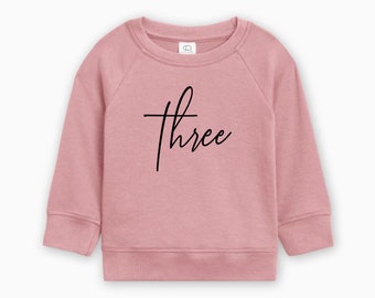 3rd Birthday Pullover Organic Cotton, Third Birthday Shirt, Birthday Party Pullover, Birthday Shirt, Birthday Outfit, Ollie and Penny, Blan