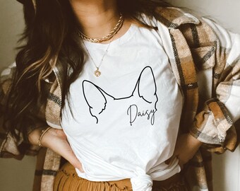 Chemise oreilles de chien personnalisée, chemise nom de chien personnalisée, chemise maman chien, cadeau maman chien, cadeau chien personnalisé, cadeau pour maman chien, Ollie et Penny, Br 1