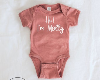 Baby Name Bodysuit ,   , Hello World Outfit, Newborn Outfit, Take Home Outfit, Personalized , Name , Alphabet Name, Ollie and Penny