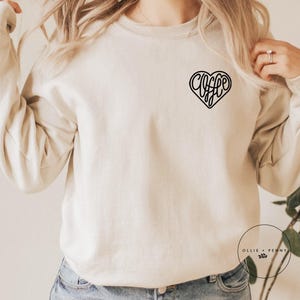 Coffee Heart Sweatshirt , Coffee Sweatshirt, Coffee Lover Gift, Coffee Lovers, Barista gift, Coffee Gift, Ollie and Penny (Lined)