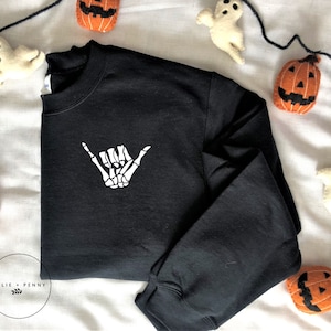 Skeleton Hand Sweatshirt , Halloween Sweatshirt, Skeleton Hand Sweatshirt, Skeleton Hand, Graphic Sweatshirt, Ollie and Penny image 1