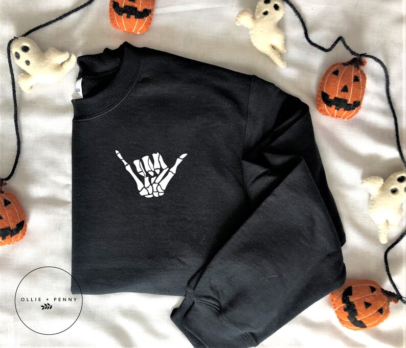 Skeleton Hand Sweatshirt , Halloween Sweatshirt, Skeleton Hand Sweatshirt, Skeleton Hand, Graphic Sweatshirt, Ollie and Penny image 1