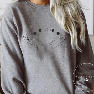 Moon Phase Sweatshirt , Stars Sweatshirt, Hands Sweatshirt, Floral Sweatshirt,  Sweatshirt, Mystical Sweatshirt, Ollie and Penny