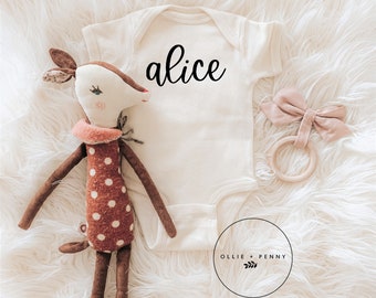 Baby Name Bodysuit ,   , Hello World Outfit, Newborn Outfit, Take Home Outfit, Personalized , Name , Alphabet Name, Ollie and Penny