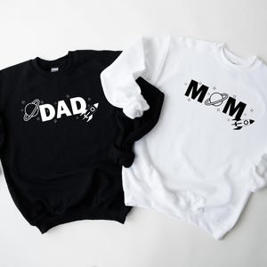 Mom Space Sweatshirt, Dad Space Sweatshirt, Moon Sweatshirt, Outer Space Sweatshirt, Space Birthday, Astronaut Party, ollie and penny