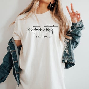 Custom Name and Est Date T-Shirt, Mama shirt, Custom Year Shirt, Custom Name Shirt, Established Shirt, blan, Ollie and Penny, Comfort Colors