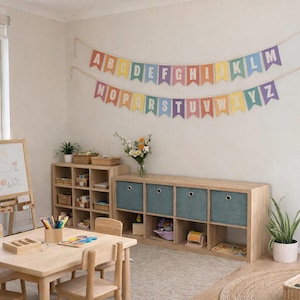 Rainbow Alphabet Bunting | Playroom Decor, Kids Room Alphabet Banner ...