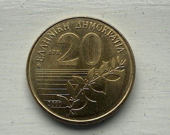 Greece 20 Drachmai 1990 & 2000 | Dionysios Solomos | Vintage Greek Coin | Pre-Euro Drachma | Hellenic Republic