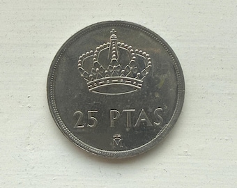 1980年スペイン25ペセタ硬貨：フアン・カルロス1世国王、ワールド