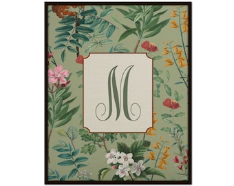 Mothers Day Gift, Custom Monogram Print, Botanical Art, New Home Gift, Family Gift, Chinoiserie Decor, Wedding Gift, Coastal Decor