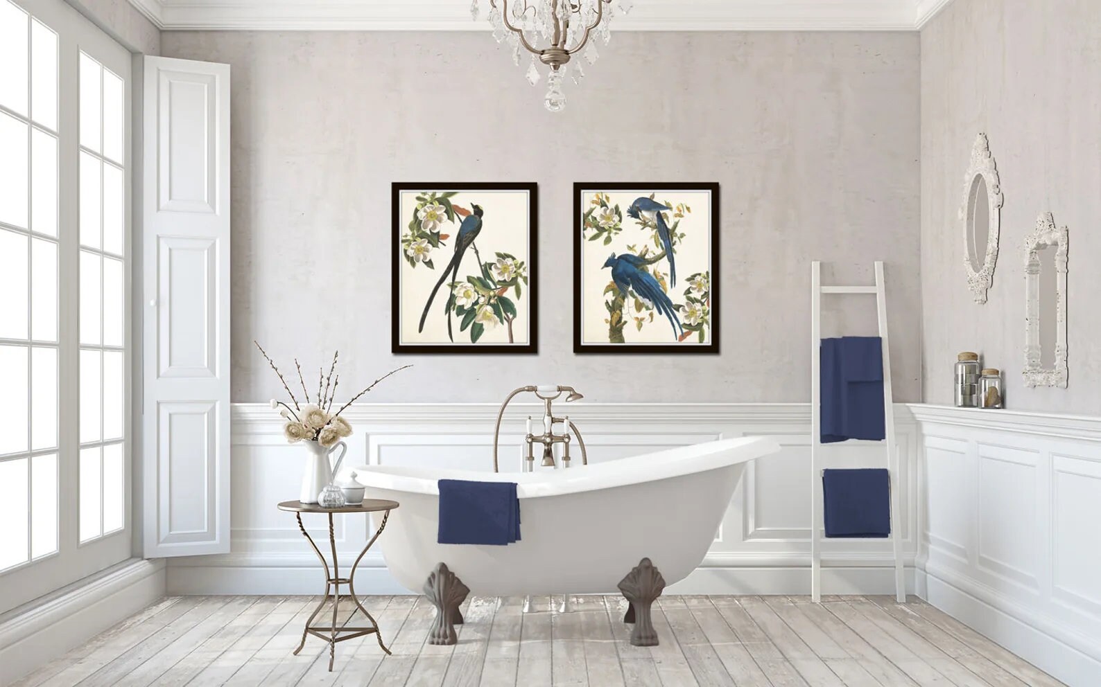 Blue Birds Print Set No. 1, Vintage Botanical Prints, Wall Art, Art ...