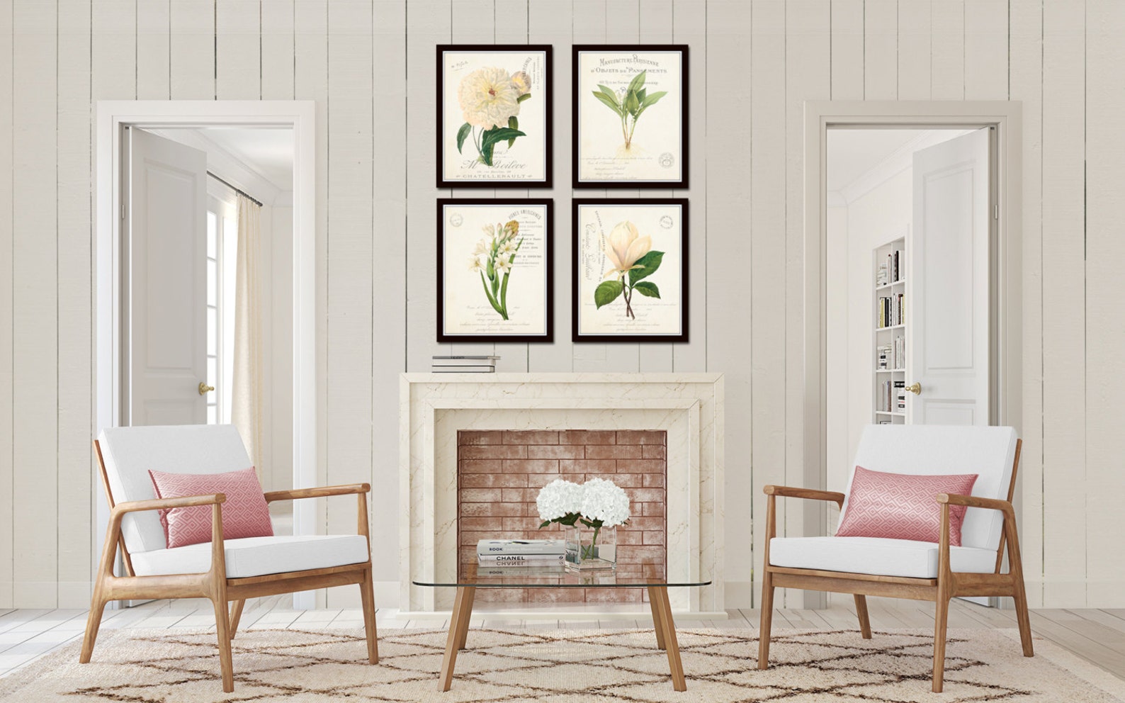 French Botanical Collage Print Set No. 3, Botanical, Print Set, Wall ...
