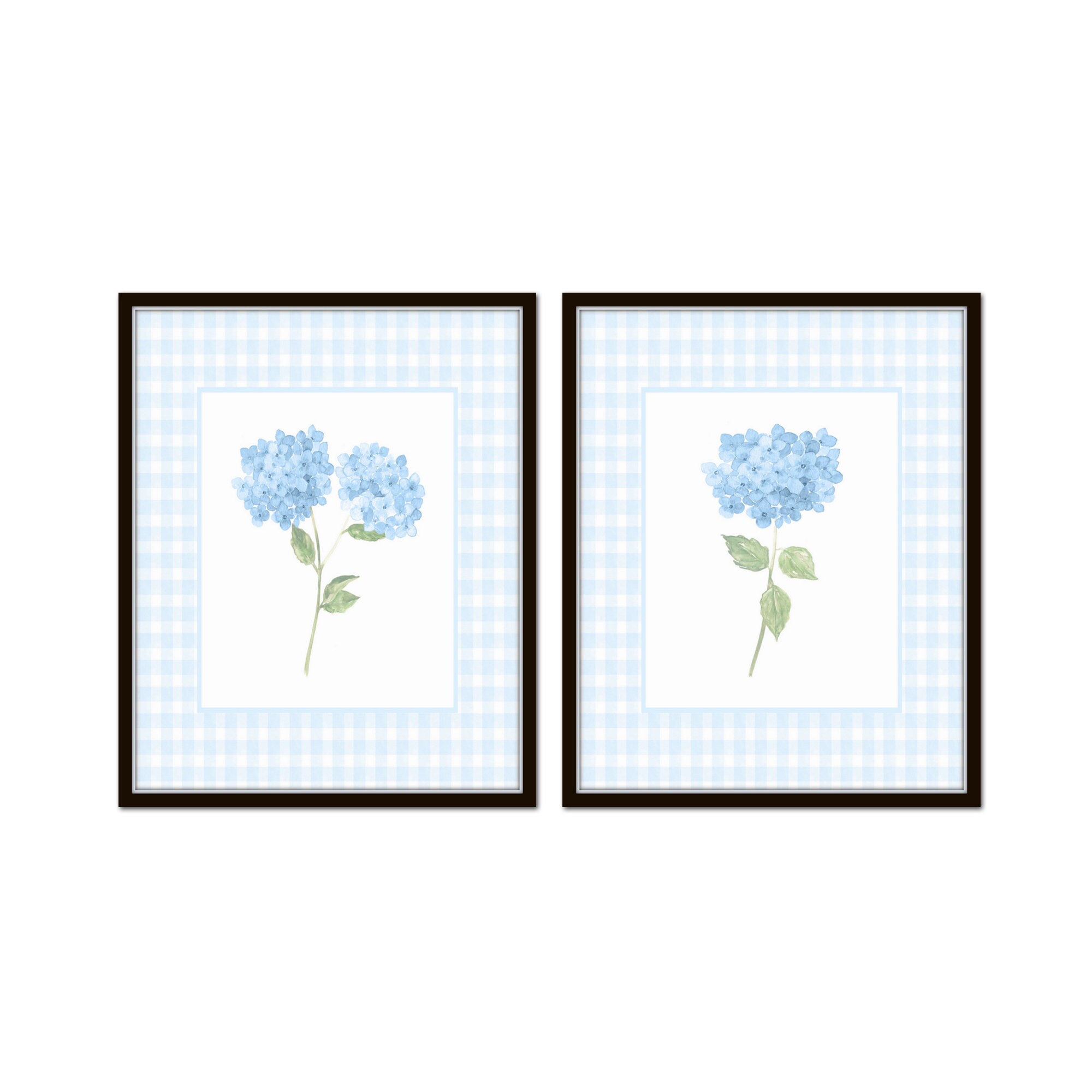 Watercolor Blue Hydrangea Botanical Collage Print Set No. 3, Botanical Art, Wall Art, Home Decor, Hydrangea, Southern Art, Chinoiserie