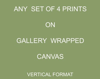 Any Set of 4 Prints from the Shop on Gallery Wrapped Canvas, Ready to Hang, Vertical Format