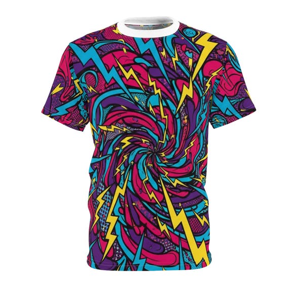 Chaos Vortex Psychedelic T-shirt | Neon 90s Rave All-over Print - Etsy
