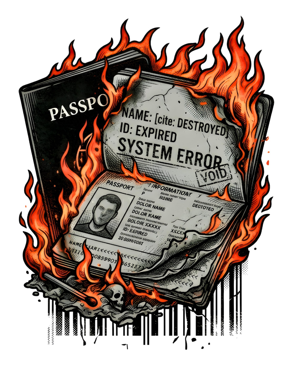 Cursed Id Card Skull ID Card PNG | Identity Loss Digital Download | System Criticism ...