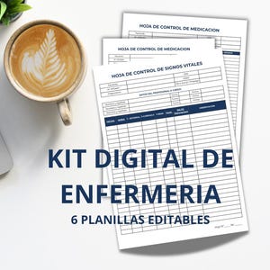 Paket med omvårdnadsrapporter, utskrivbart hjärnblad för sjuksköterskor, patientjournal, digitalt omvårdnadskit, redigerbara medicineringsformulär