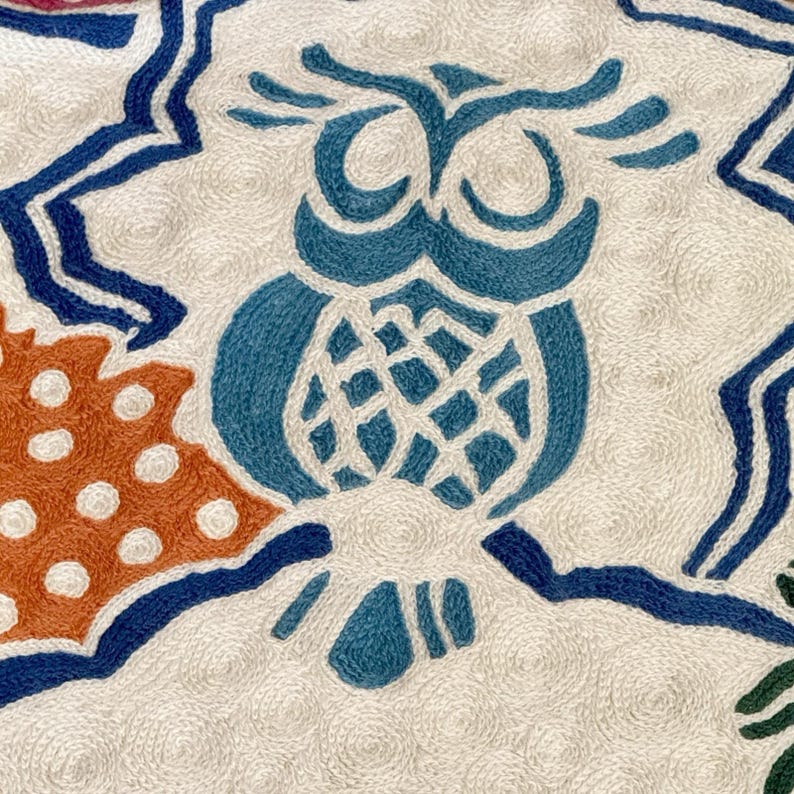 Anthropologie Crewel 56" Round Rug Dream Menagerie Boho Maximalist Cottagecore image 8