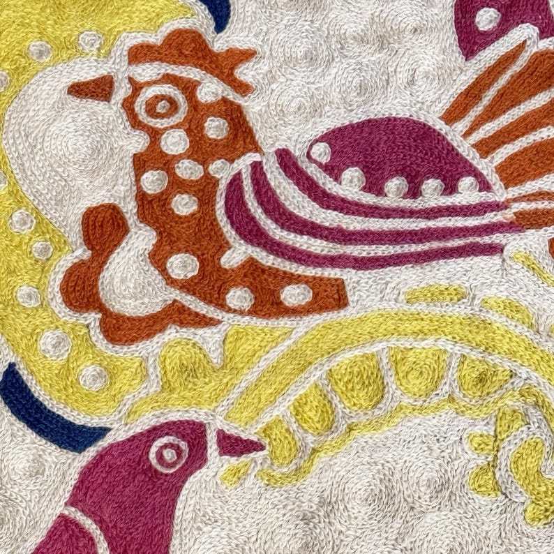 Anthropologie Crewel 56" Round Rug Dream Menagerie Boho Maximalist Cottagecore image 6