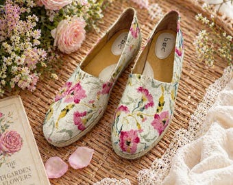 B.O.C Floral Espadrilles Sz 11 Cottagecore French Garden Slip On Flats