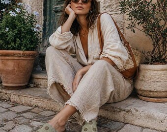 Women's 10 Rare Dansko by Sanita Linen Leather Slides Boho Tan EU 40, Y2K