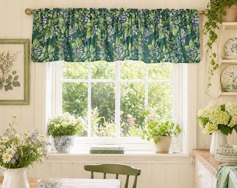 Juego de 3 cenefas florales Bramble de Laura Ashley, color azul verdoso, estilo cottagecore, excelente calidad.