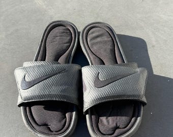 Nike Solarsoft Slides Mens 12, Y2K Swoosh Black Gray Comfort Sz 45