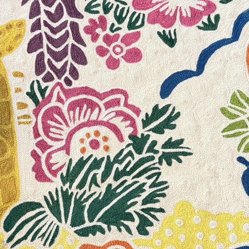 Anthropologie Crewel 56" Round Rug Dream Menagerie Boho Maximalist Cottagecore image 7