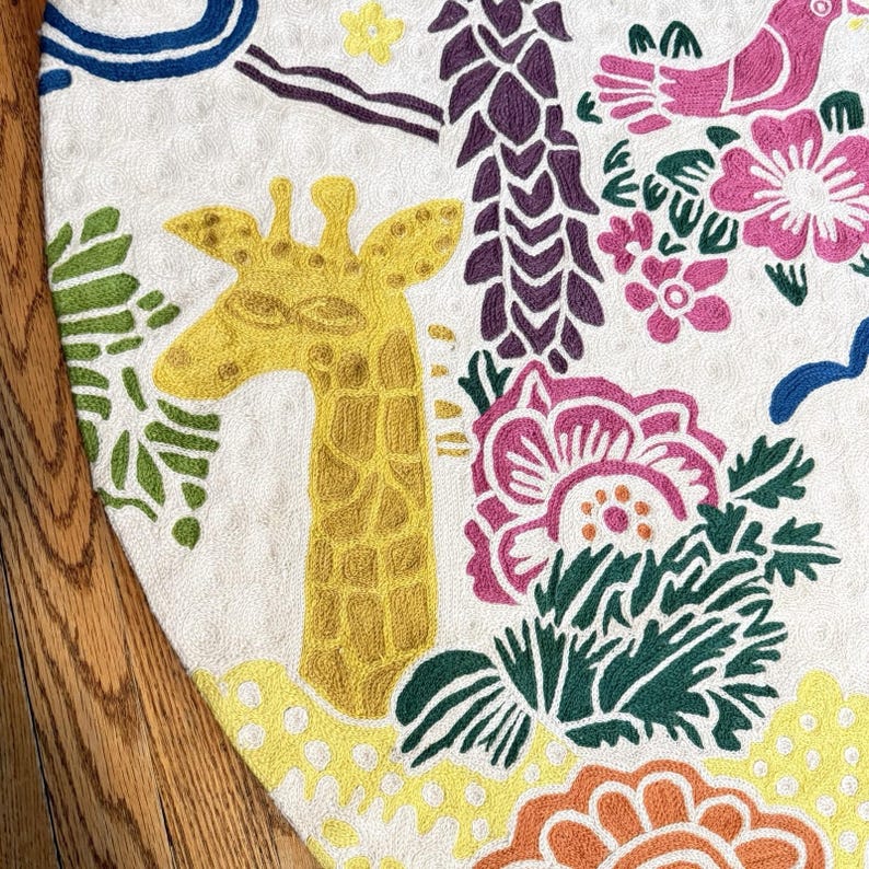 Anthropologie Crewel 56" Round Rug Dream Menagerie Boho Maximalist Cottagecore image 4