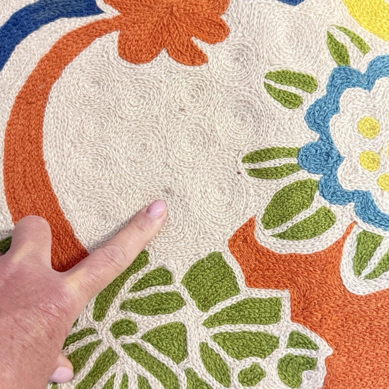 Anthropologie Crewel 56" Round Rug Dream Menagerie Boho Maximalist Cottagecore image 10