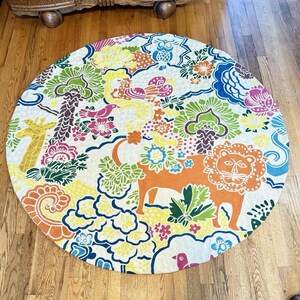 Anthropologie Crewel 56" Round Rug Dream Menagerie Boho Maximalist Cottagecore image 2