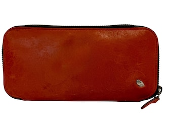 Rare Bellroy Zip Wallet Sienna/ Burnt Orange Leather Travel Wallet Minimalist 8"