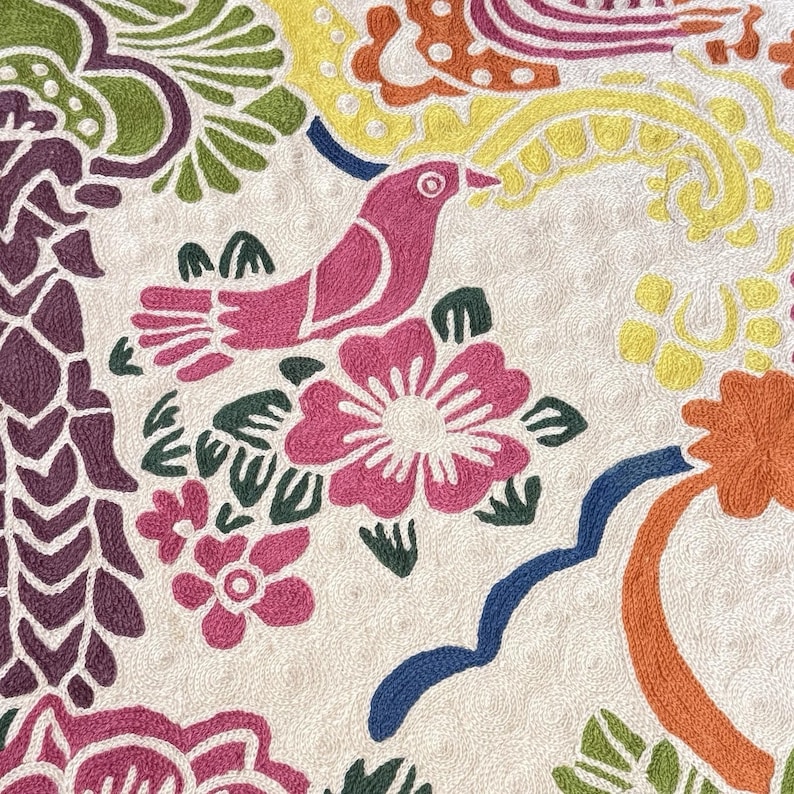 Anthropologie Crewel 56" Round Rug Dream Menagerie Boho Maximalist Cottagecore image 5