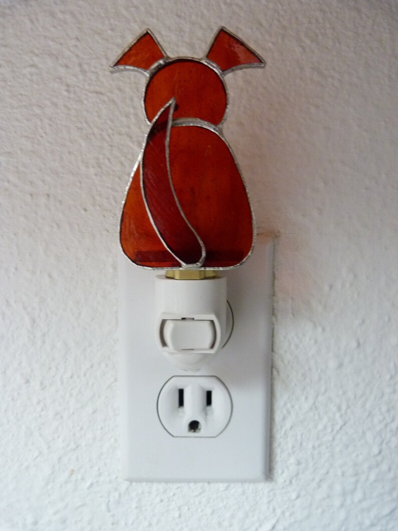 Dog Night Light Textured Stained Glass Wall Plug In Animal Etsy