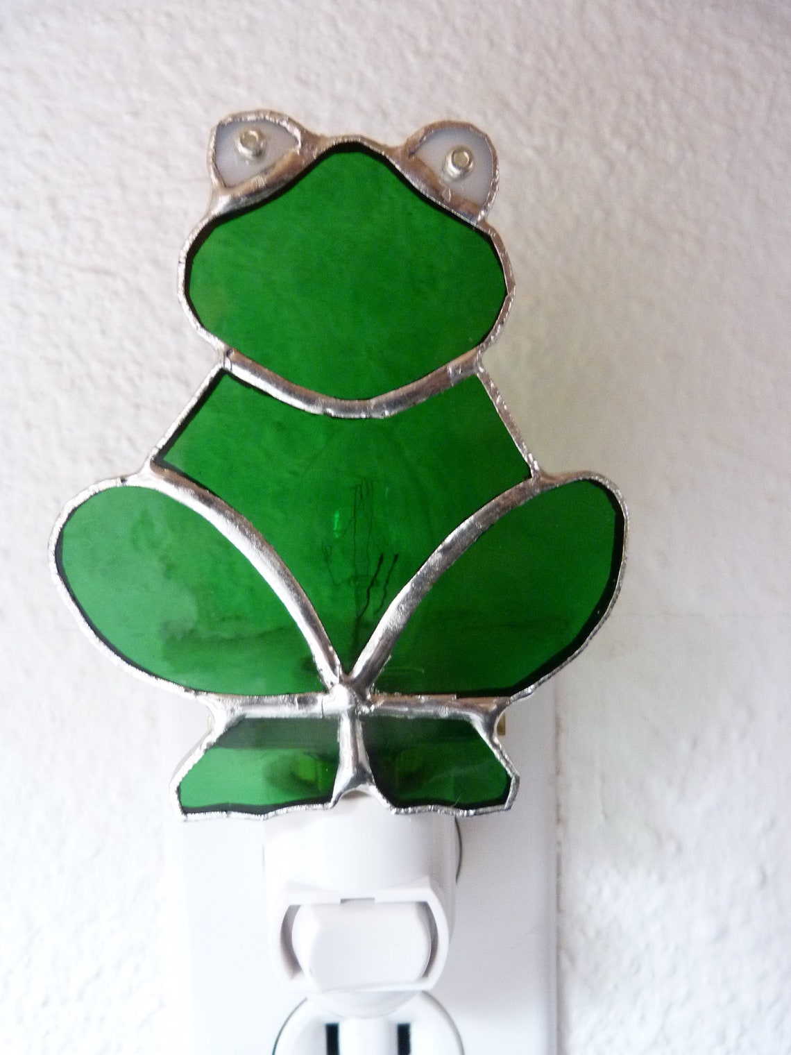 Green Frog Night Light Real Stained Glass Wall Plug in Gift Etsy