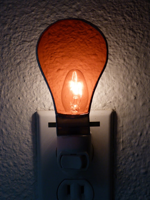 Night Light Stained Glass Orange Light Bulb Nightlight Wall Plug In Bedroom Kitchen Bathroom Lighting Decor U L Certified Light Sensor