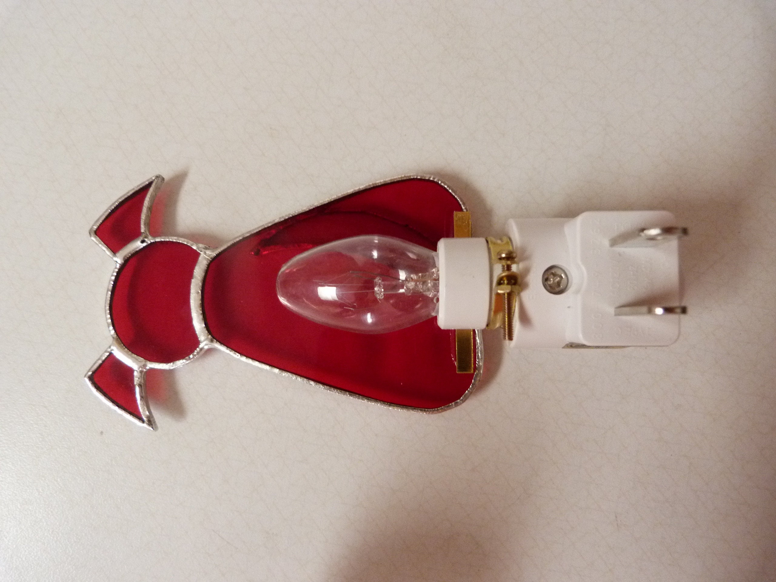 Dog Night Light Red Stained Glass Animal Pet Nightlight Etsy