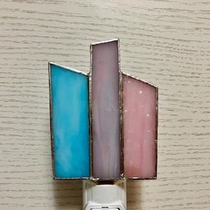 Pastel Stained Glass Night Light: Abstract Art Decor, Swivel Light Sensor