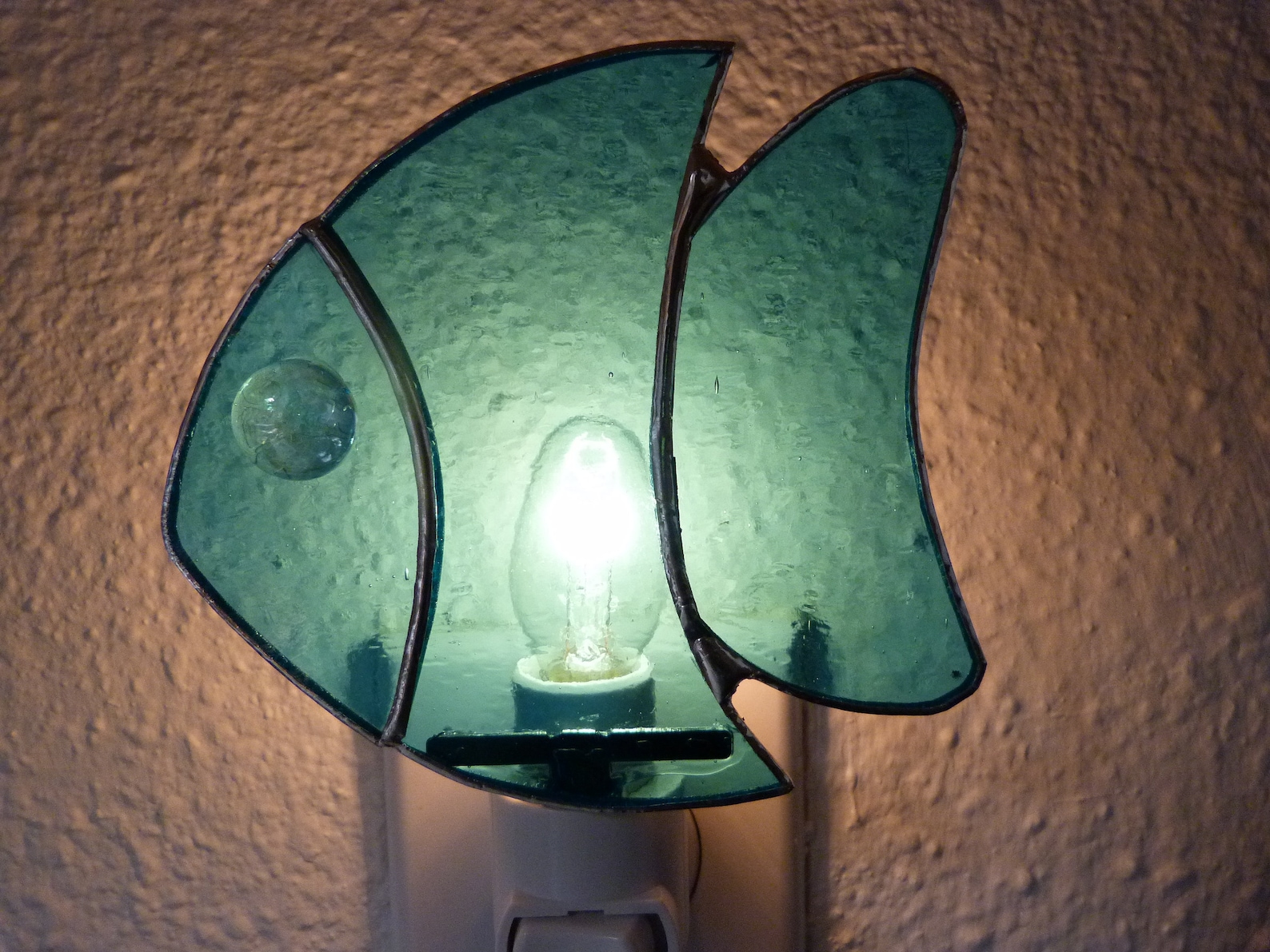 Stained Glass Fish Night Light Wall Plug in Blue Bathroom Etsy