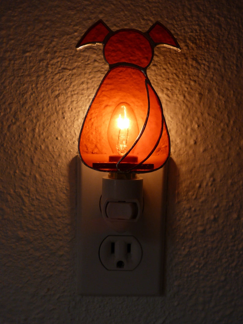 Puppy Dog Night Light Orange Stained Glass Wall Plug in Etsy