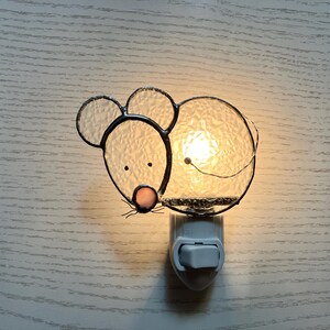 Clear Mouse Night Light, Stained Glass