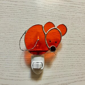 Orange Mouse Night Light, Stained Glass Animal