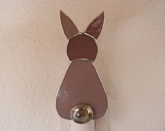 Purple Bunny Rabbit Night Light made with Stained Glass, Baby Shower Gift For Baby, Kids Girls Bedroom Nursery Easter Decor, Light Sensor