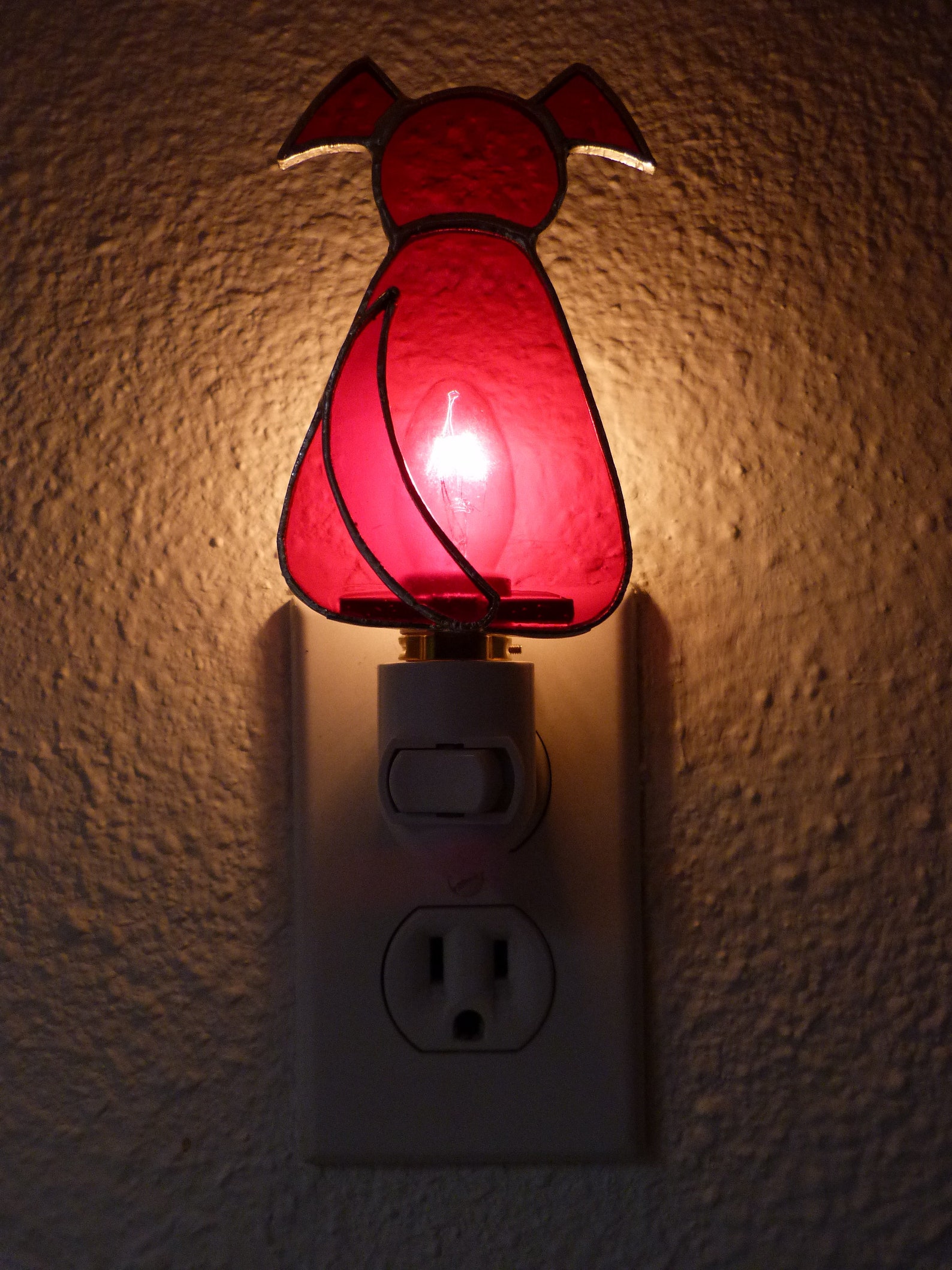 Dog Night Light Red Stained Glass Animal Pet Nightlight Etsy