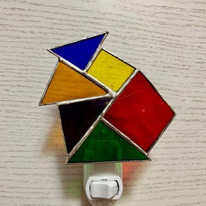 Rainbow Colors Abstract Art Nightlight, Stained Glass