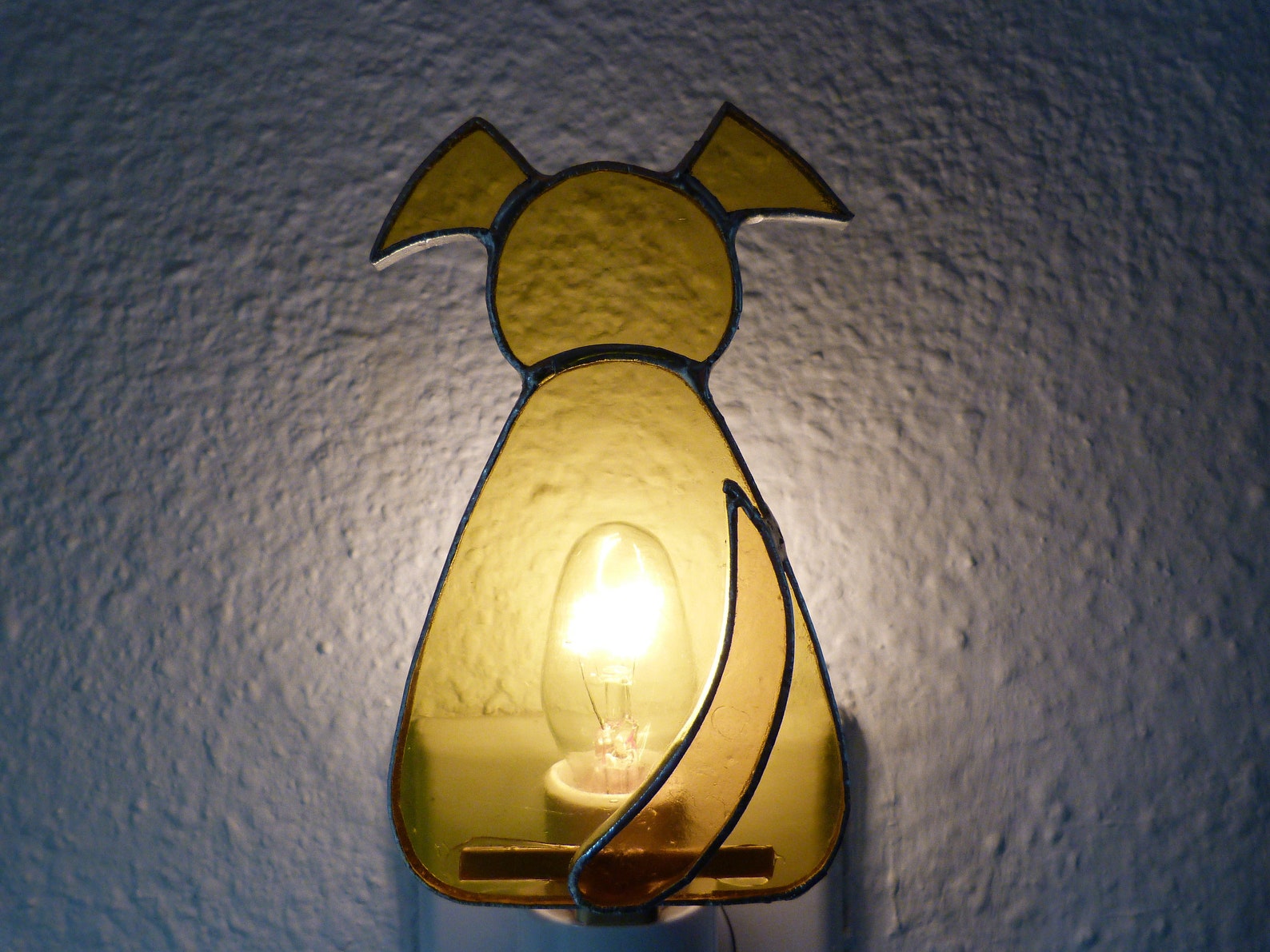 Puppy Dog Night Light Yellow Stained Glass Animal Pet Gift Etsy
